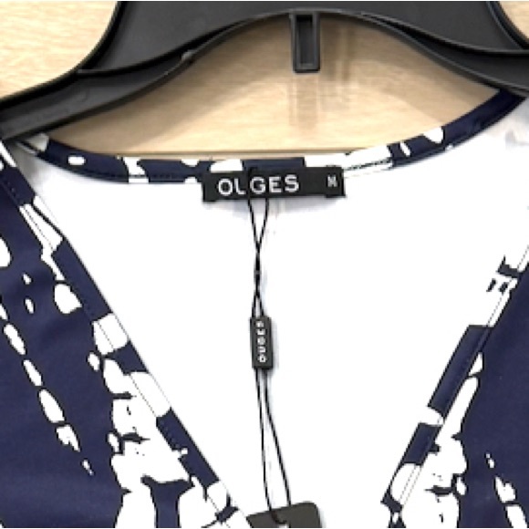 NWT Ouges Navy and White Print Women's Maxi Dress Size M - Picture 10 of 11